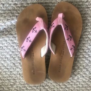 Bald Head Blues needlepoint  flip flops. Size 7.